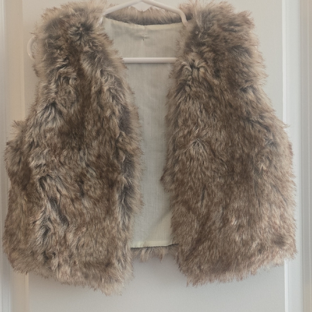 Kids Faux Fur Vest - Brown